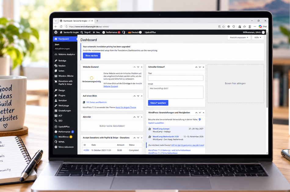 Wordpress viele Plugins im Backend