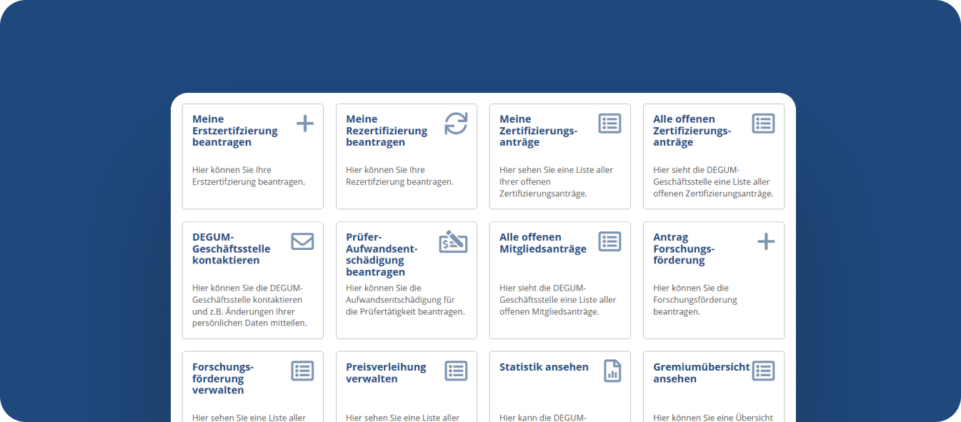 Degum-Leistungsübersicht, 4-spaltig, 2,5 sichtbare Zeilen